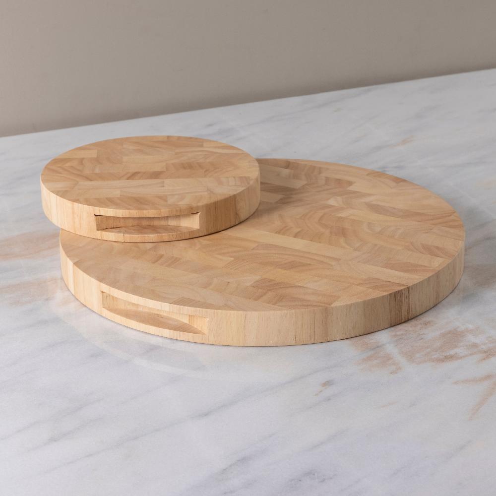 Be Home Rubberwood End Grain Round Cutting Board Small