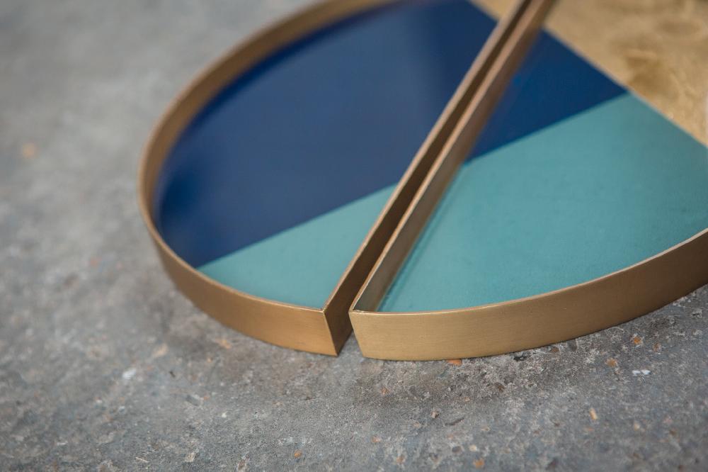 Be Home Set Of 2 Half-moons Geometric Valet Glass Tray