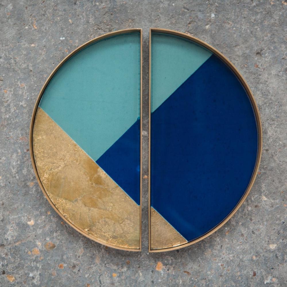 be home Set Of 2 Half-moons Geometric Valet Glass Tray