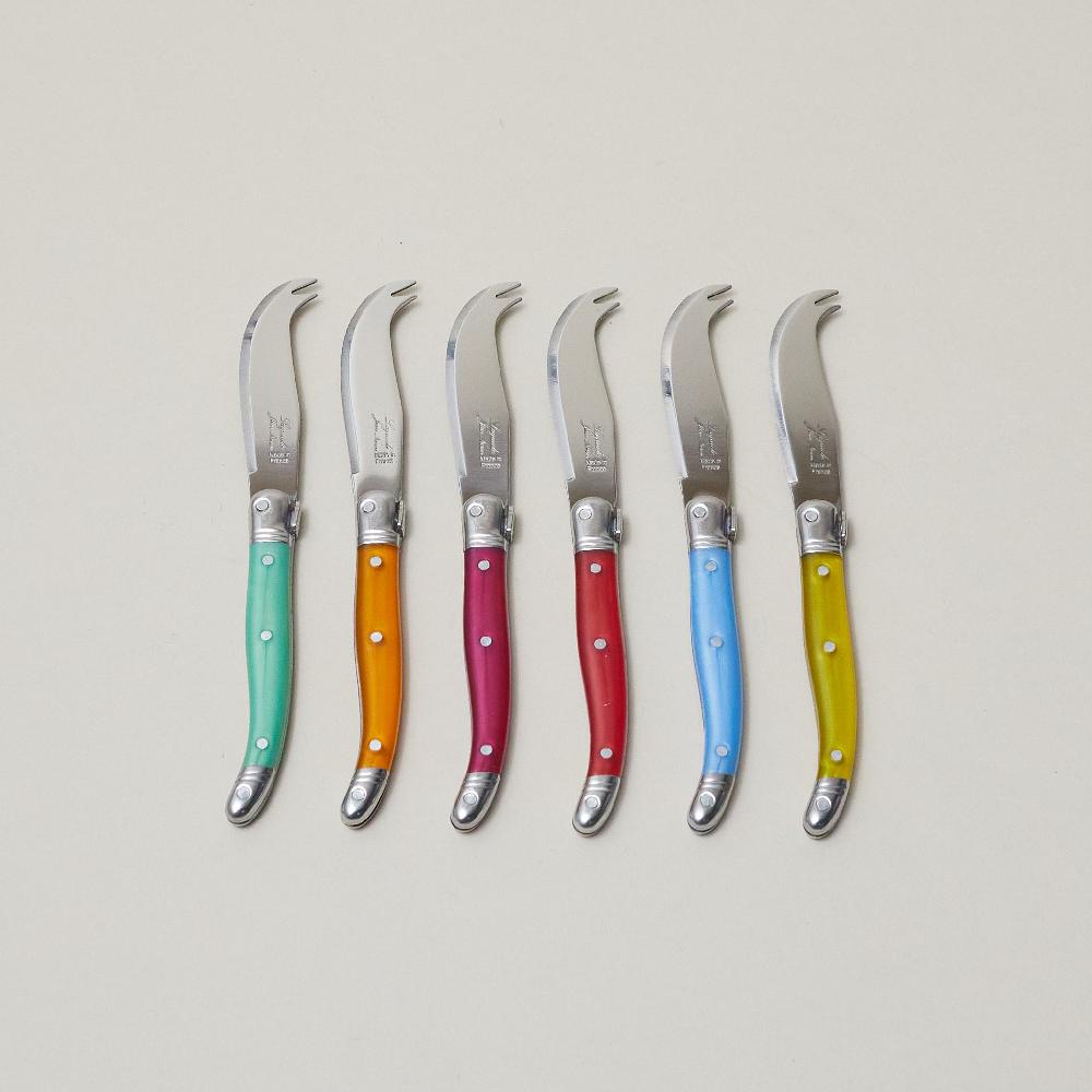 be home Set of 6 Laguiole Rainbow Mini Fork Tipped Cheese Knives