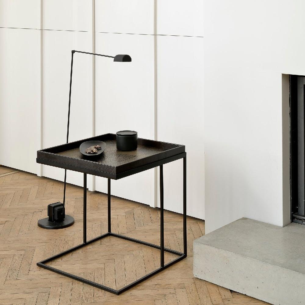 Be Home Square Black Slices Varnished Wood Tray Large