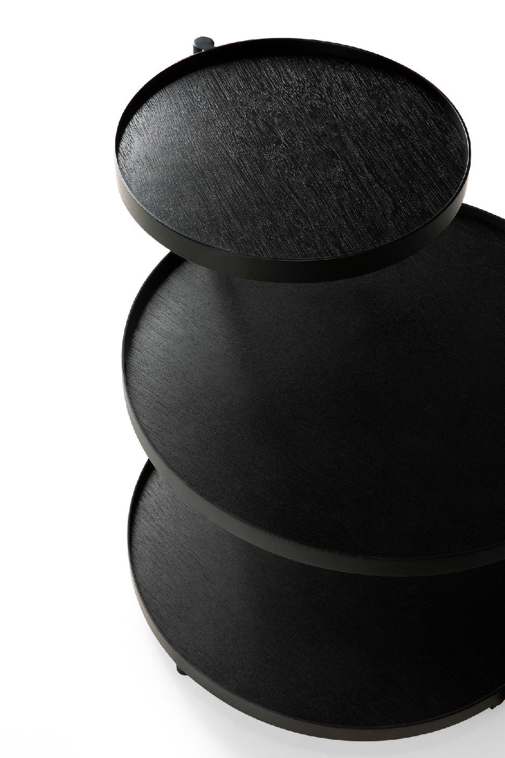 Be Home Swivel Tray Side Table - Varnished Wood - Black - Round - XS - Tray Not Included