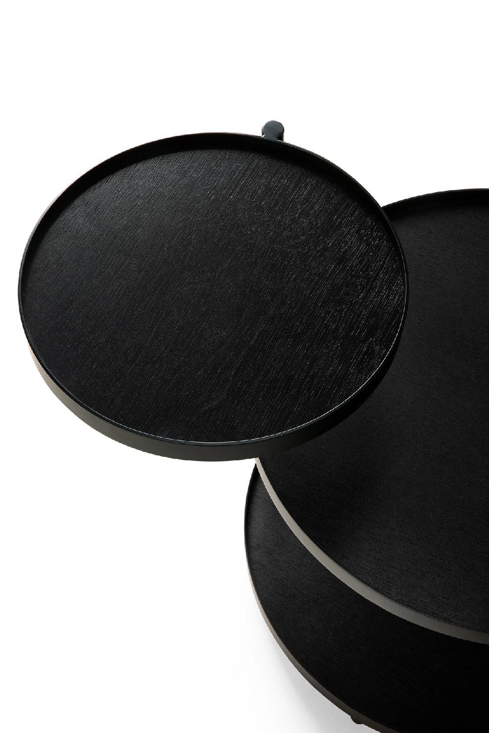 Be Home Swivel Tray Side Table - Varnished Wood - Black - Round - XS - Tray Not Included