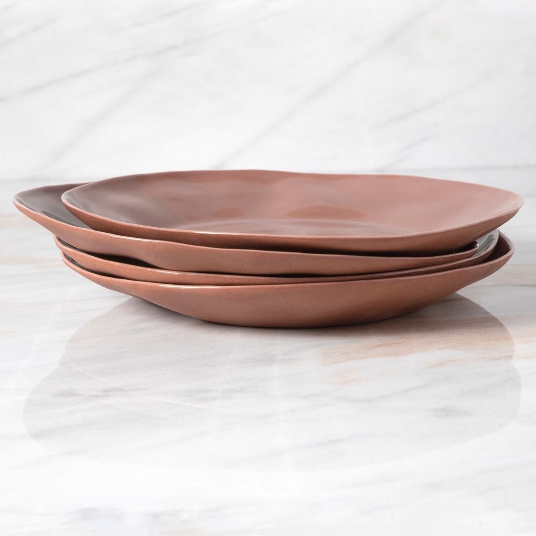 be home Tam Stoneware Side Plate Terracotta Rose Set of 4