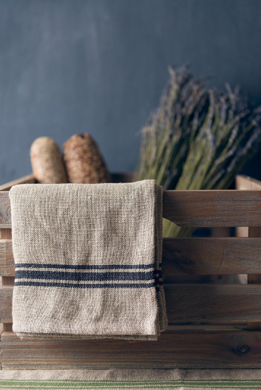 be home Thieffry Belgian Linen Napkins Black Set of 4