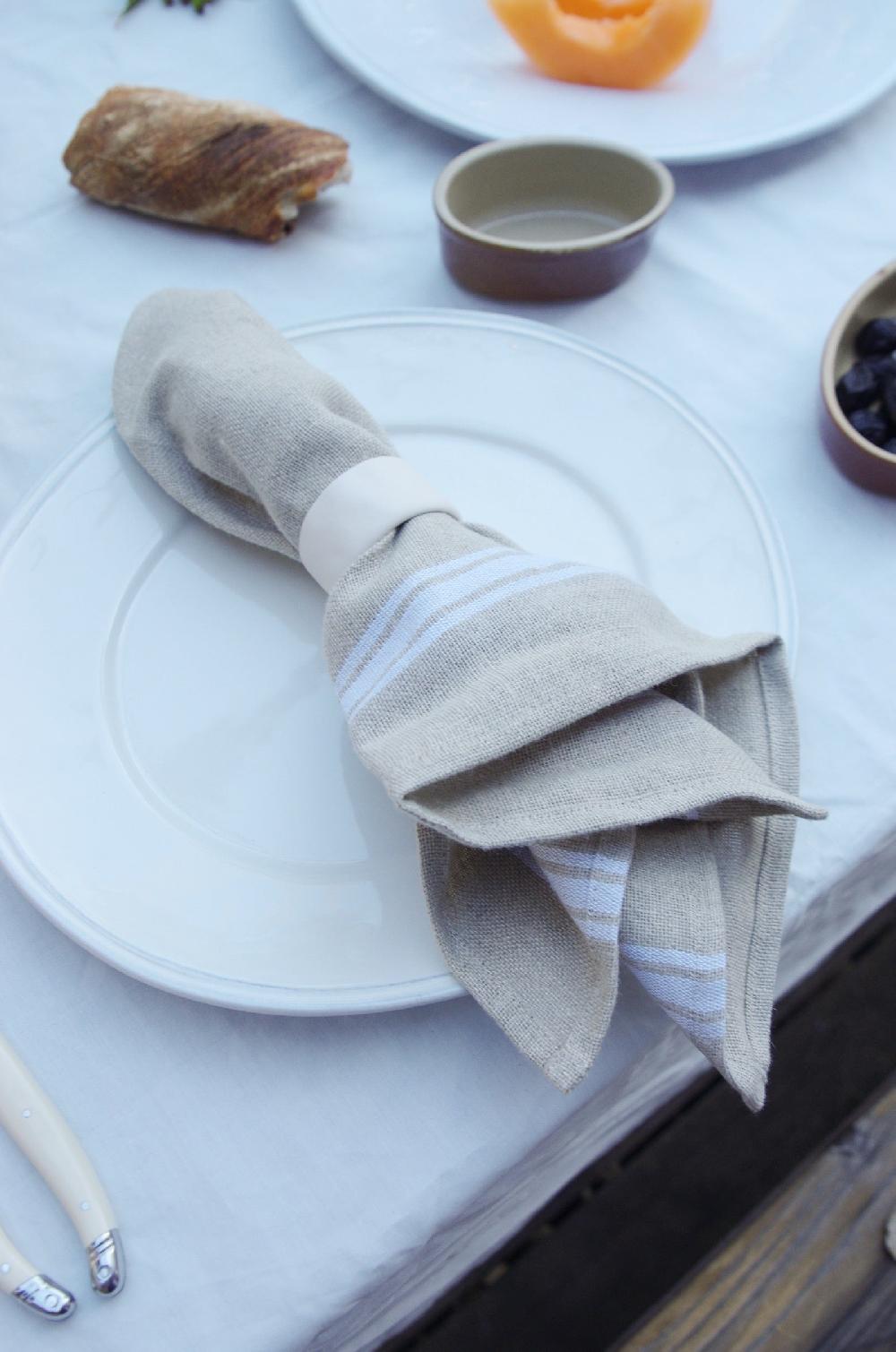 be home Thieffry Belgian Linen Napkins White Set of 4