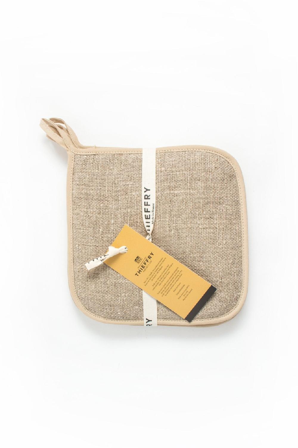 be home Thieffry Belgian Linen Potholder Raw Natural