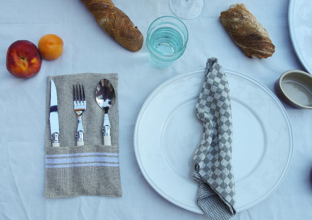 be home Thieffry Belgian Linen Utensil Holder Black