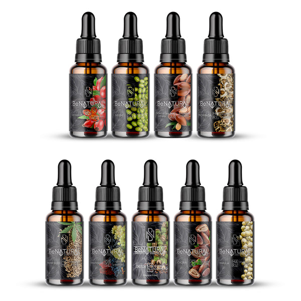 Be Natural 9 Pack Of Premium Organic Certified Carrier Oils