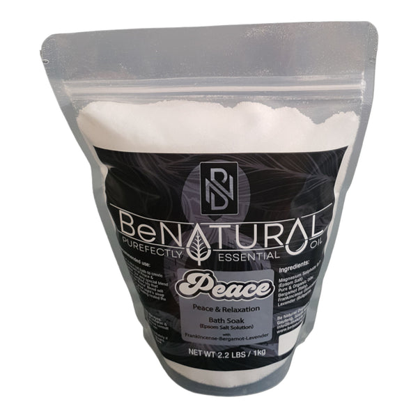 Be Natural Pure Epsom Salt Peace Bath Soak With Frankincense Carterii Bulgarian Lavender & Bergamot Organic Essential Oils