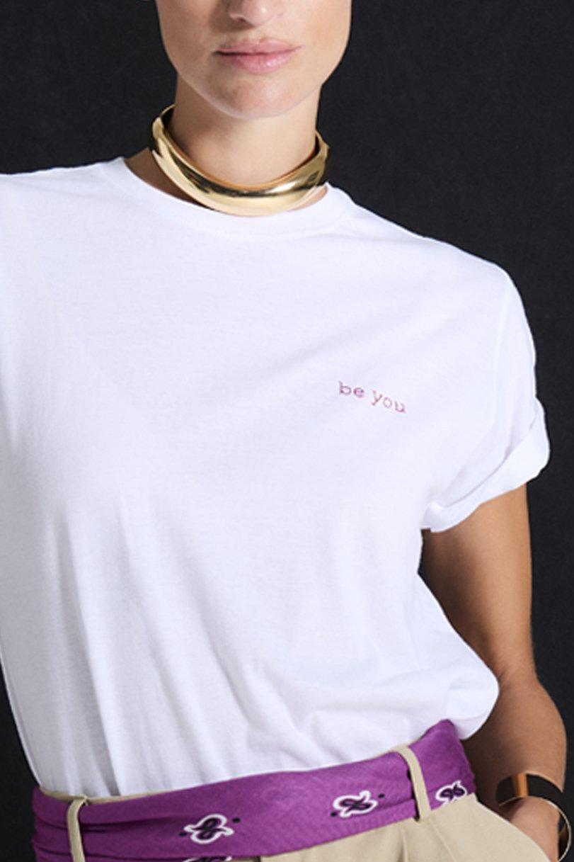 Be You By Geraldine Alasio CLASSIC "BE EXPLOSIVE" TSHIRT Bouganville Embroidery