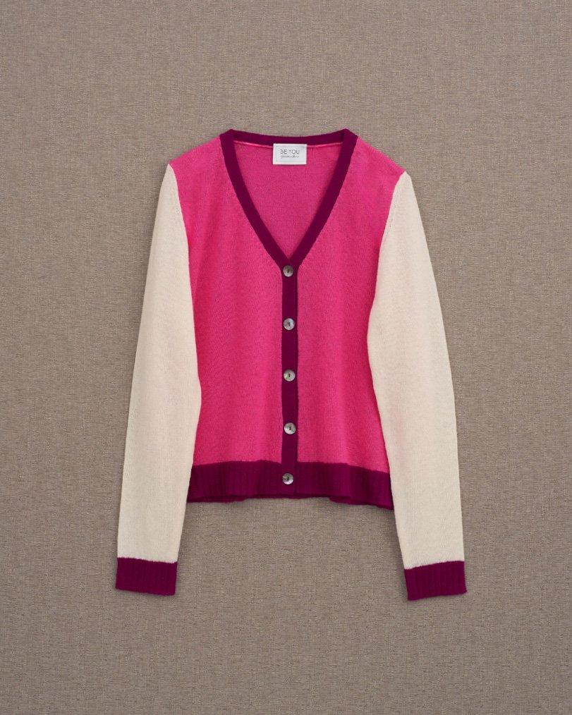be you by geraldine alasio COLOR BLOCK "BE MY ANGEL" CARDIGAN Azul/butter/bouganville