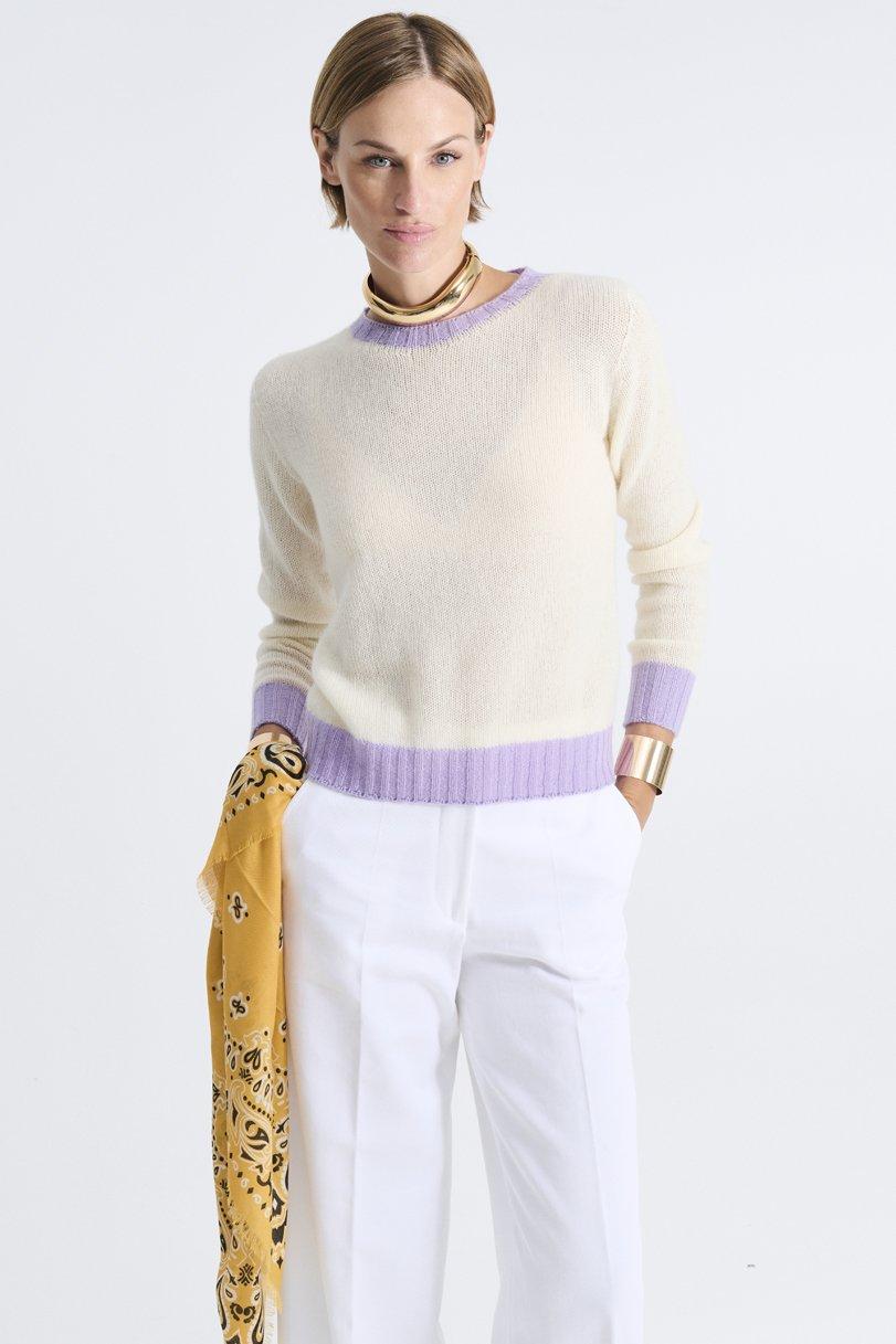 be you by geraldine alasio CONTRAST DETAIL "BE MY SECRET" ROUNDNECK butter/iris