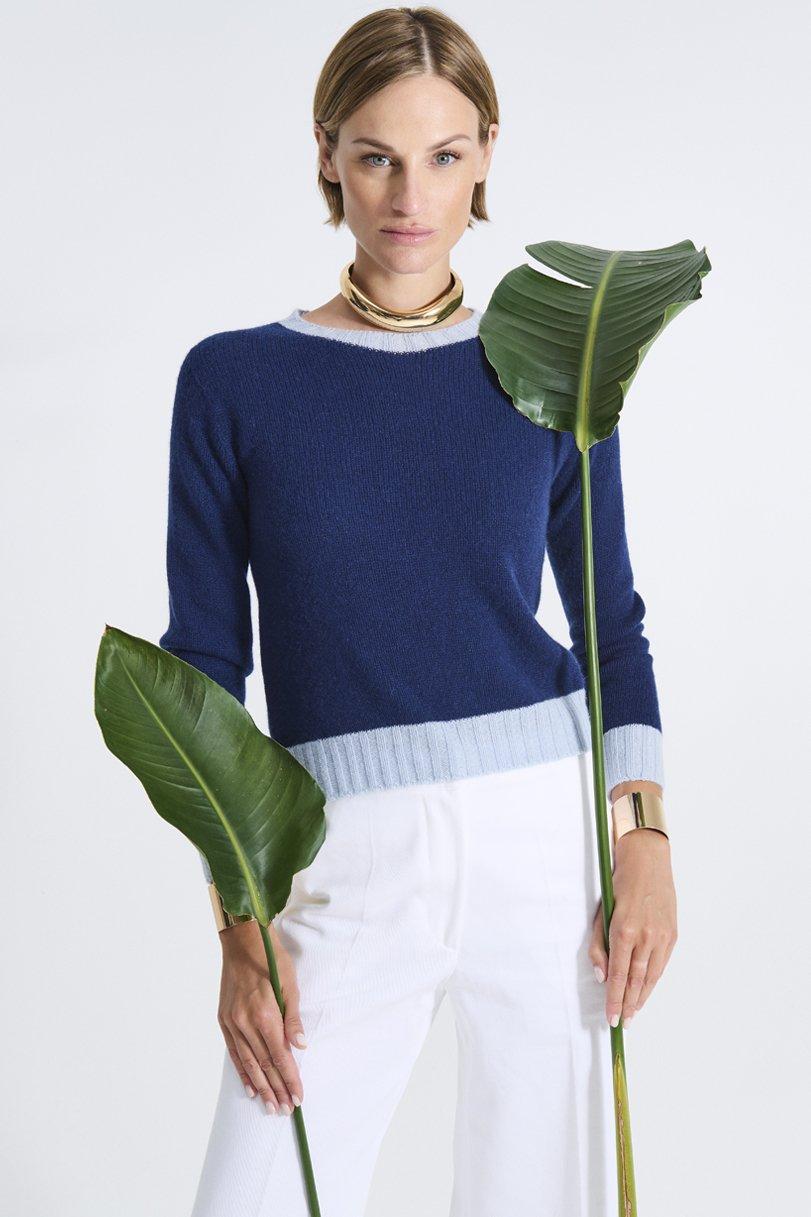 be you by geraldine alasio CONTRAST DETAIL "BE MY SECRET" ROUNDNECK summer blue/ice