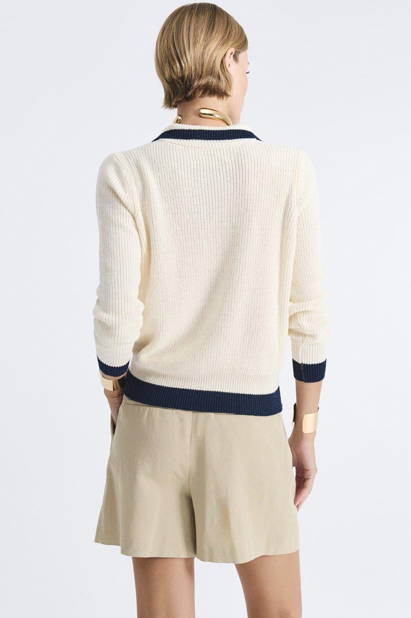 Be You By Geraldine Alasio CONTRAST DETAILS "BE A POEM" POLO NECK Butter/navy