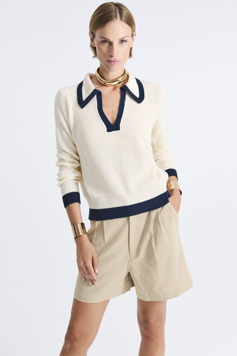 be you by geraldine alasio CONTRAST DETAILS "BE A POEM" POLO NECK butter/navy