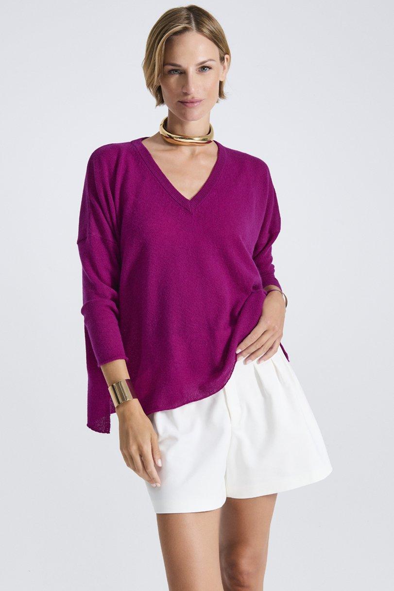 be you by geraldine alasio SOLID NUVOLA "BE DEEP" V-NECK bouganville be you by geraldine alasio SOLID NUVOLA "BE DEEP" V-NECK bouganville