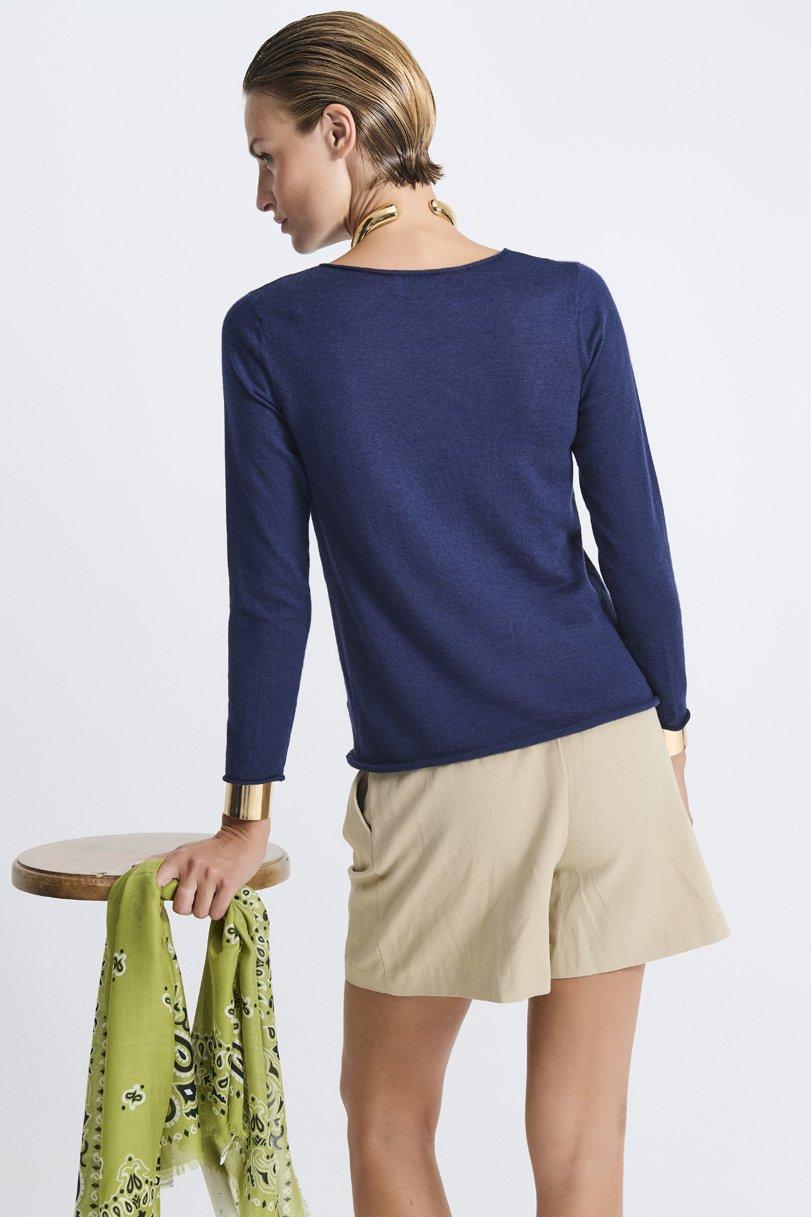 Be You By Geraldine Alasio SOLID REGULAR "BE MAGNETIC" ROUNDNECK Navy