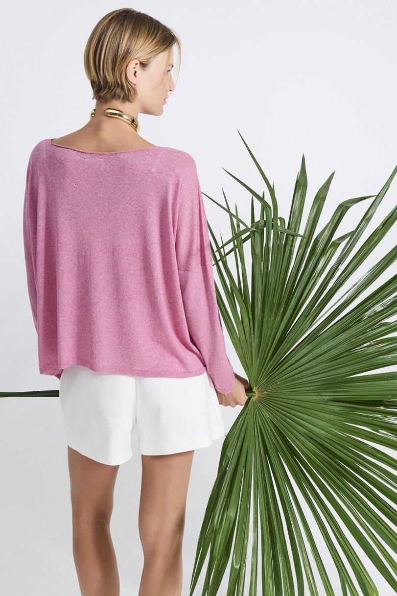 Be You By Geraldine Alasio SOLID SPARKLING "BE MY HOPE" BOATNECK Rose