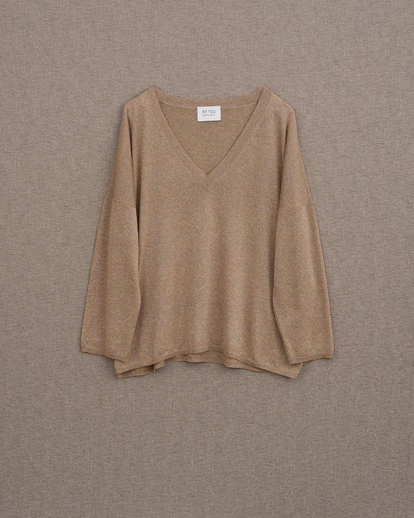 be you by geraldine alasio SOLID SPARKLING "DON'T BE NOSTALGIC" V-NECK colonial