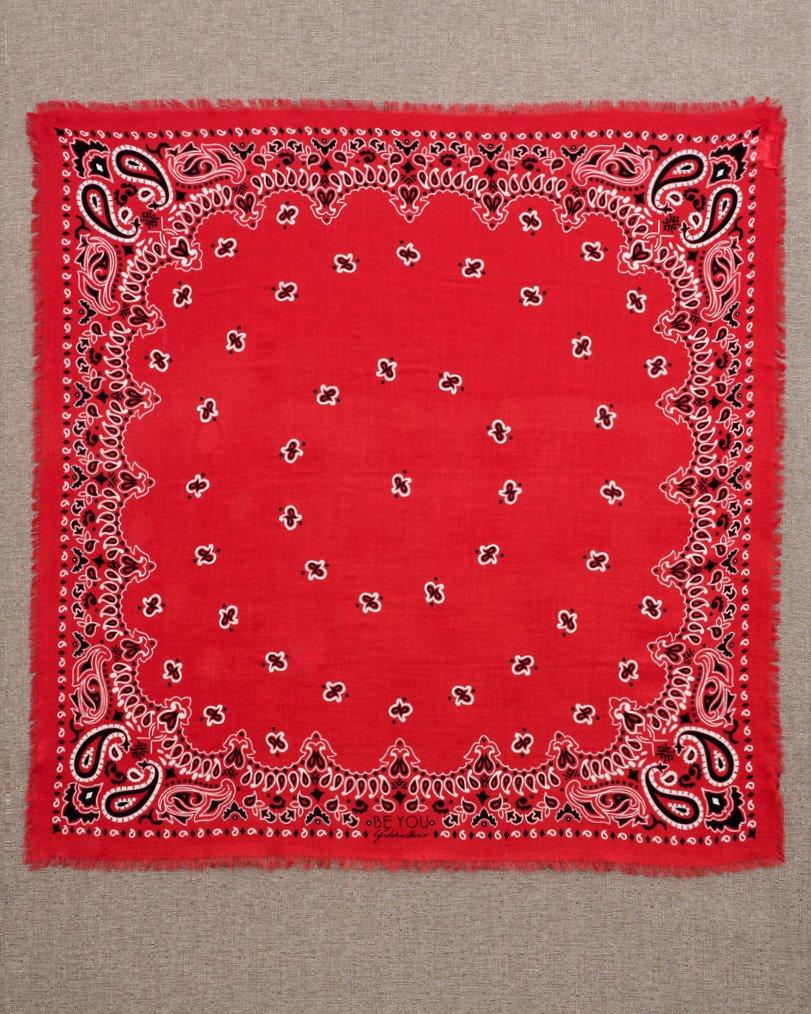 be you by geraldine alasio SQUARED "BE FRESH" BANDANA SCARF scarlet