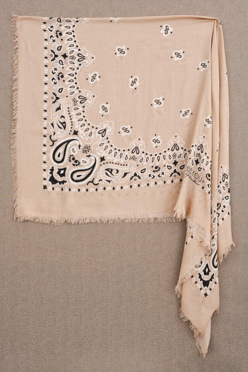 be you by geraldine alasio SQUARED "DON'T BE JEALOUS" BANDANA SCARF shell