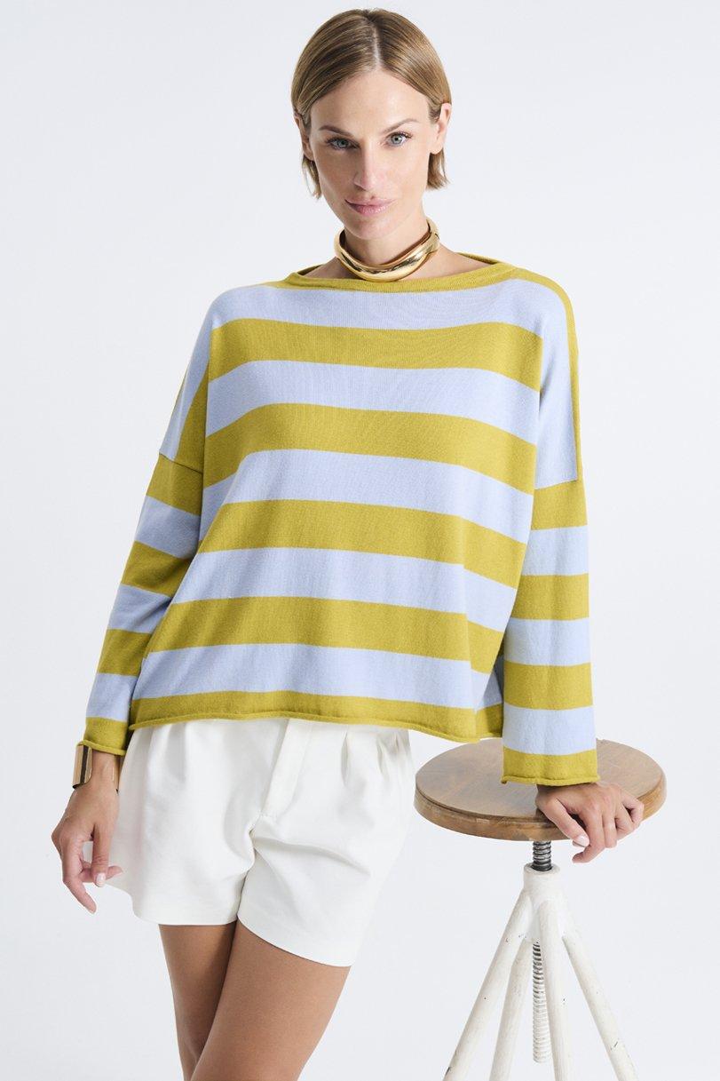 be you by geraldine alasio STRIPED "BE ART" BOATNECK pistacho-ice be you by geraldine alasio STRIPED "BE ART" BOATNECK pistacho-ice
