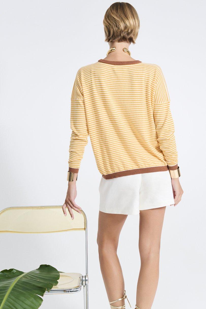 Be You By Geraldine Alasio STRIPED "BE MY LOVER" ROUNDNECK With Colonial Contrast Detail