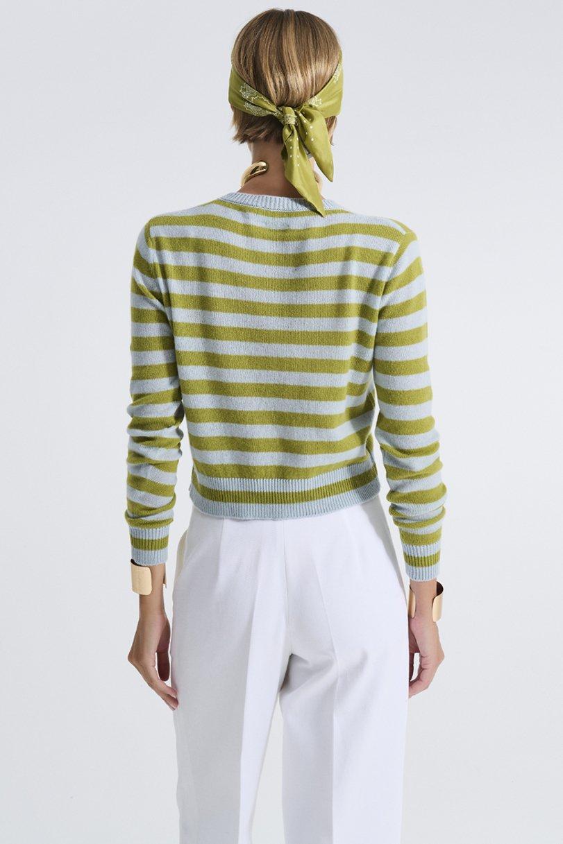 Be You By Geraldine Alasio STRIPED "BE SPRING" ROUNDNECK Ice/pistacho
