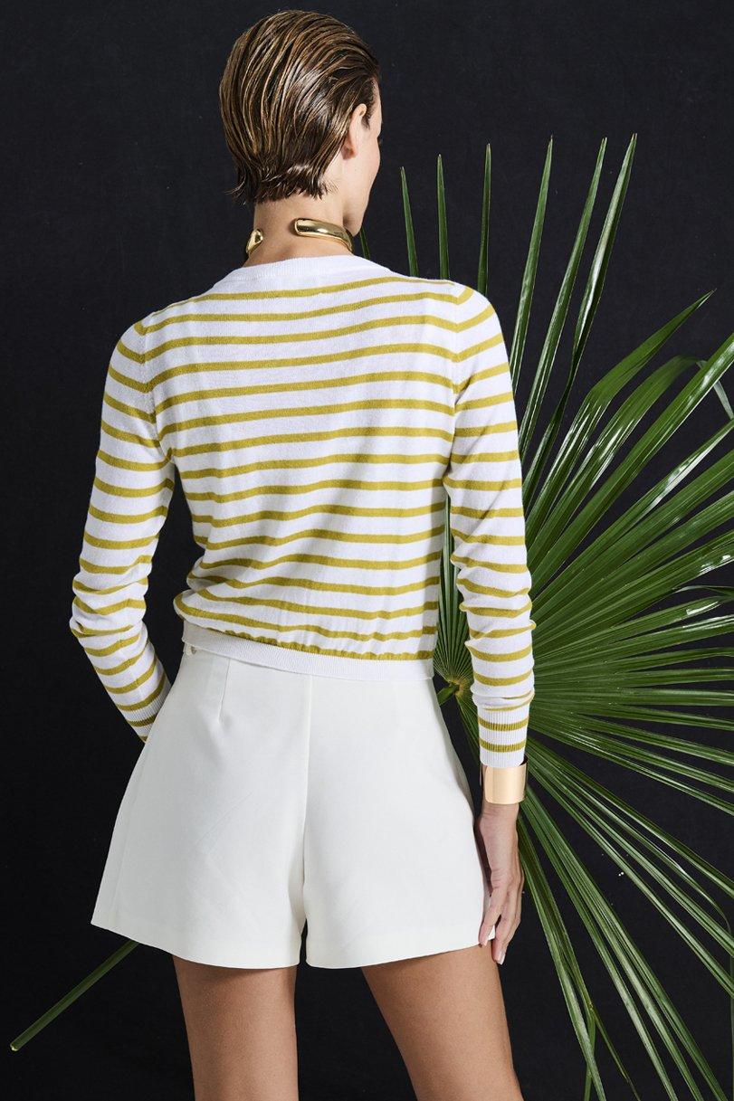 Be You By Geraldine Alasio STRIPED "BE THE DIFFERENCE" CARDIGAN White/pistacho