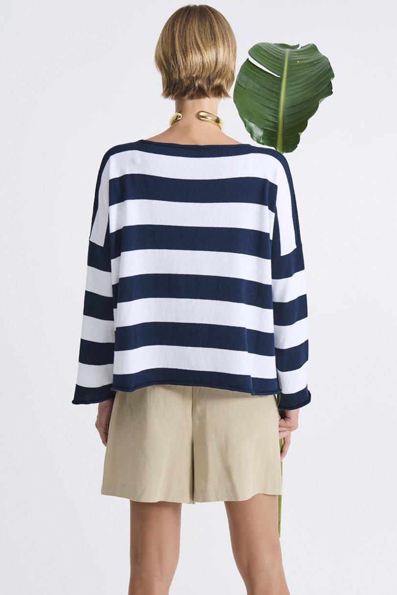 Be You By Geraldine Alasio STRIPED "DON'T BE FASHION" ROUNDNECK Summer Blue/white