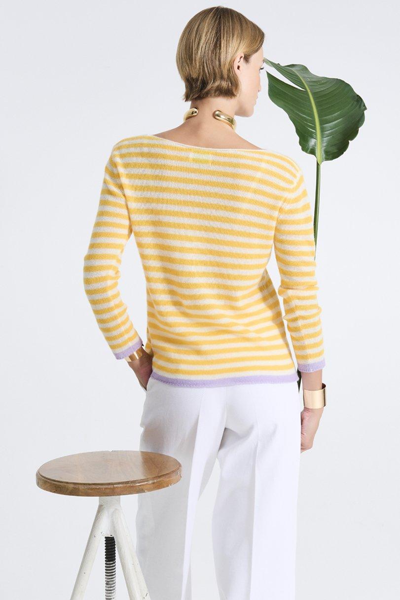 Be You By Geraldine Alasio STRIPED NUVOLA "BE SMART" BOATNECK Butter/mango