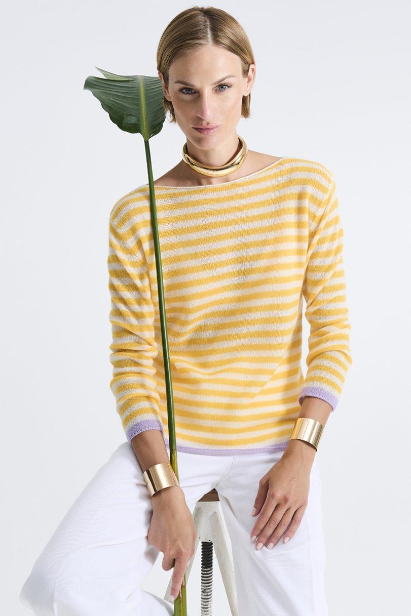 be you by geraldine alasio STRIPED NUVOLA "BE SMART" BOATNECK butter/mango be you by geraldine alasio STRIPED NUVOLA "BE SMART" BOATNECK butter/mango