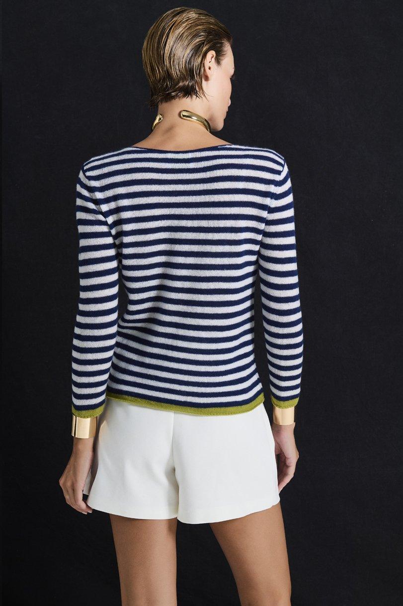Be You By Geraldine Alasio STRIPED NUVOLA "BE SMART" BOATNECK Summer Blue/white