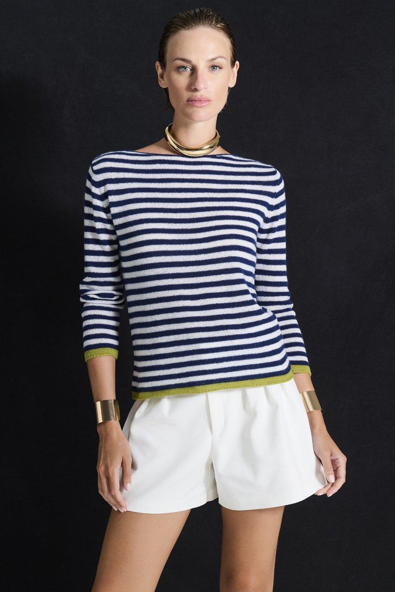 be you by geraldine alasio STRIPED NUVOLA "BE SMART" BOATNECK summer blue/white