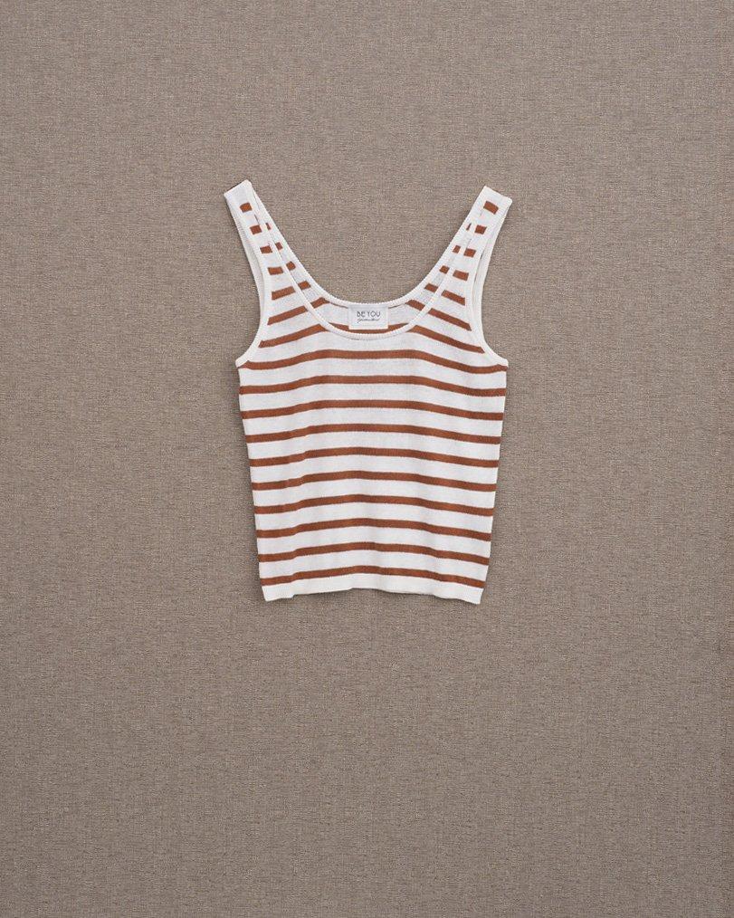 be you by geraldine alasio STRIPPED "BE MODERN" TANK TOP white/colonial