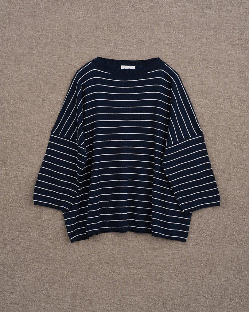 be you by geraldine alasio STRIPPED "BE THE WAY" ROUNDNECK summer blue/white