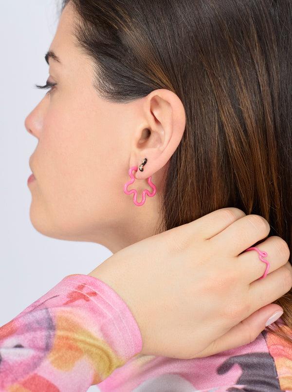 Bea Bongiasca 2 TONE FLOWER EARRINGS ~ IN BUBBLEGUM PINK AND AZALEA