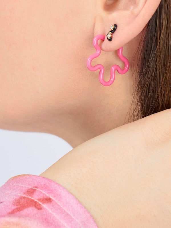 Bea Bongiasca 2 TONE FLOWER EARRINGS ~ IN BUBBLEGUM PINK AND AZALEA