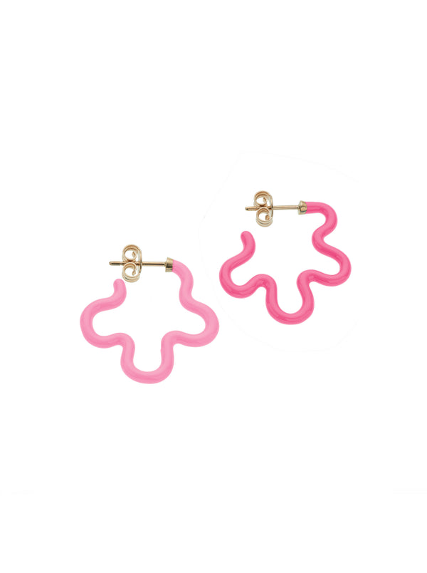 bea bongiasca 2 TONE FLOWER EARRINGS ~ IN BUBBLEGUM PINK AND AZALEA