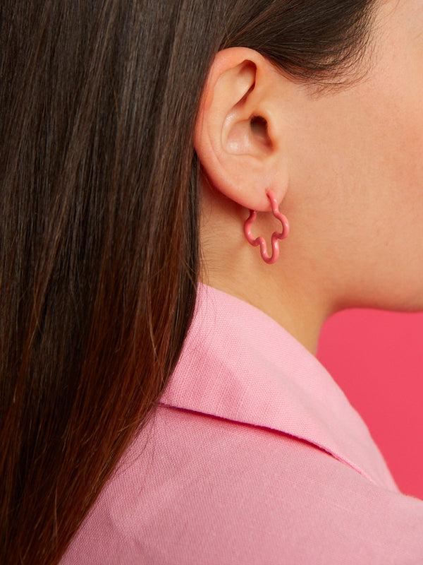 Bea Bongiasca 2 TONE FLOWER EARRINGS ~ IN HOT AND LIGHT PINK