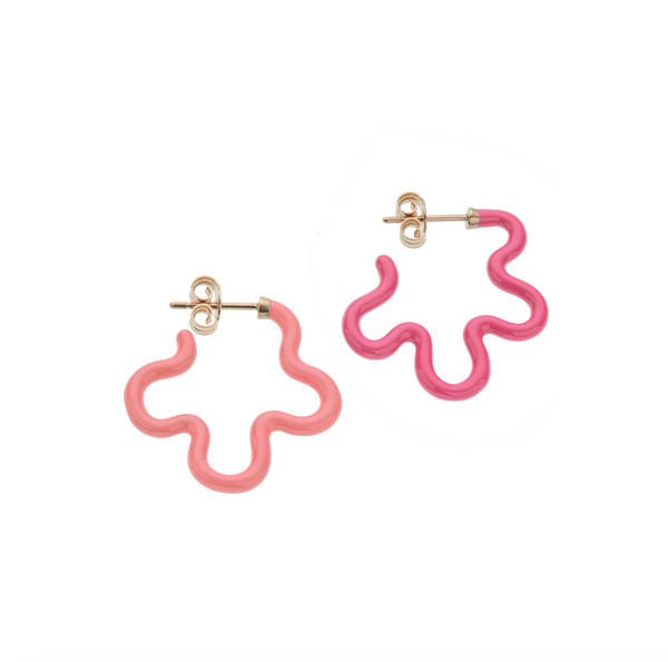 bea bongiasca 2 TONE FLOWER EARRINGS ~ IN HOT AND LIGHT PINK