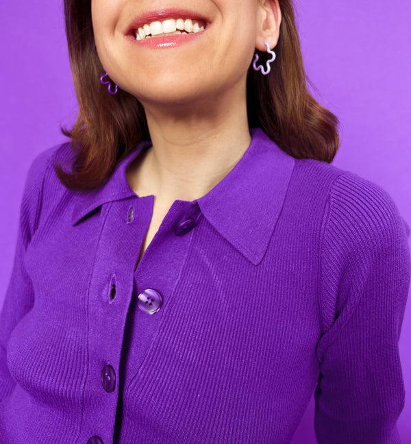 Bea Bongiasca 2 TONE FLOWER EARRINGS ~ IN LAVENDER AND PURPLE