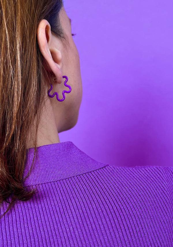 Bea Bongiasca 2 TONE FLOWER EARRINGS ~ IN LAVENDER AND PURPLE