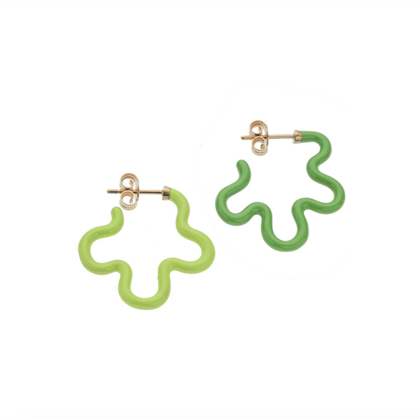 bea bongiasca 2 TONE FLOWER EARRINGS ~ IN LIME AND GREEN