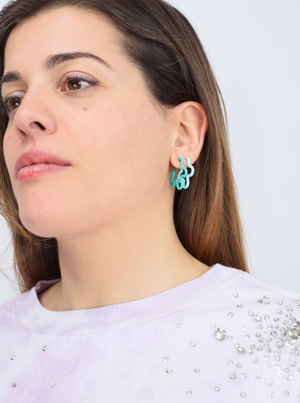 Bea Bongiasca 2 TONE FLOWER EARRINGS ~ IN MINT AND BLUE IRIS