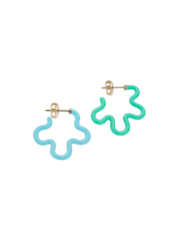 bea bongiasca 2 TONE FLOWER EARRINGS ~ IN MINT AND BLUE IRIS