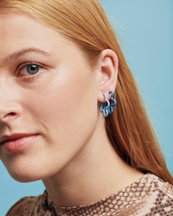 Bea Bongiasca 2 TONE FLOWER EARRINGS ~ IN TURQUOISE AND BABY BLUE