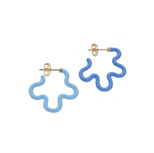 bea bongiasca 2 TONE FLOWER EARRINGS ~ IN TURQUOISE AND BABY BLUE