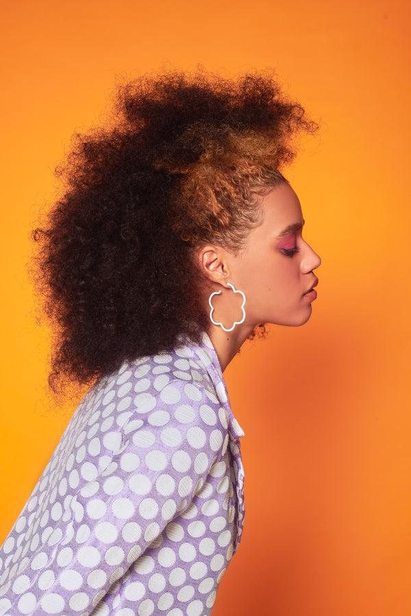 Bea Bongiasca 2 TONE LARGE FLOWER POWER EARRINGS IN WHITE